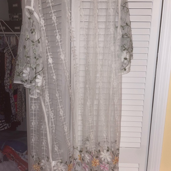 Kamana Floral Embroidered Sheer Swim Coverup - Picture 5 of 8